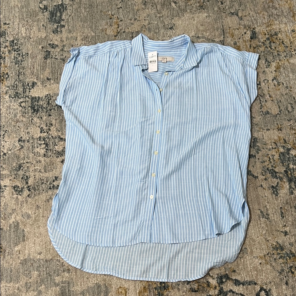 NWT Loft SZ L stripped button up shirt